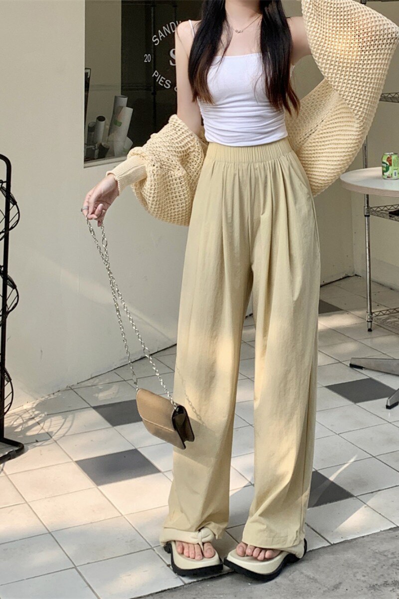Loose Suit Pants For Women High Waist Straight Wide Leg Pants