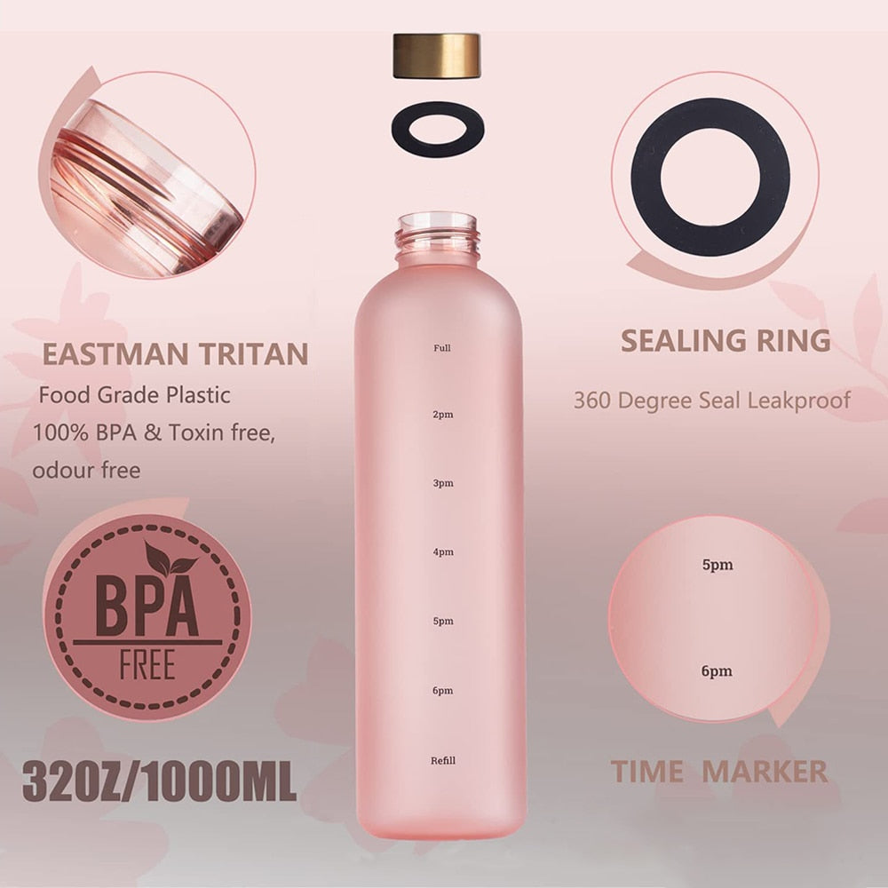 1L Water Bottle With Time Marker