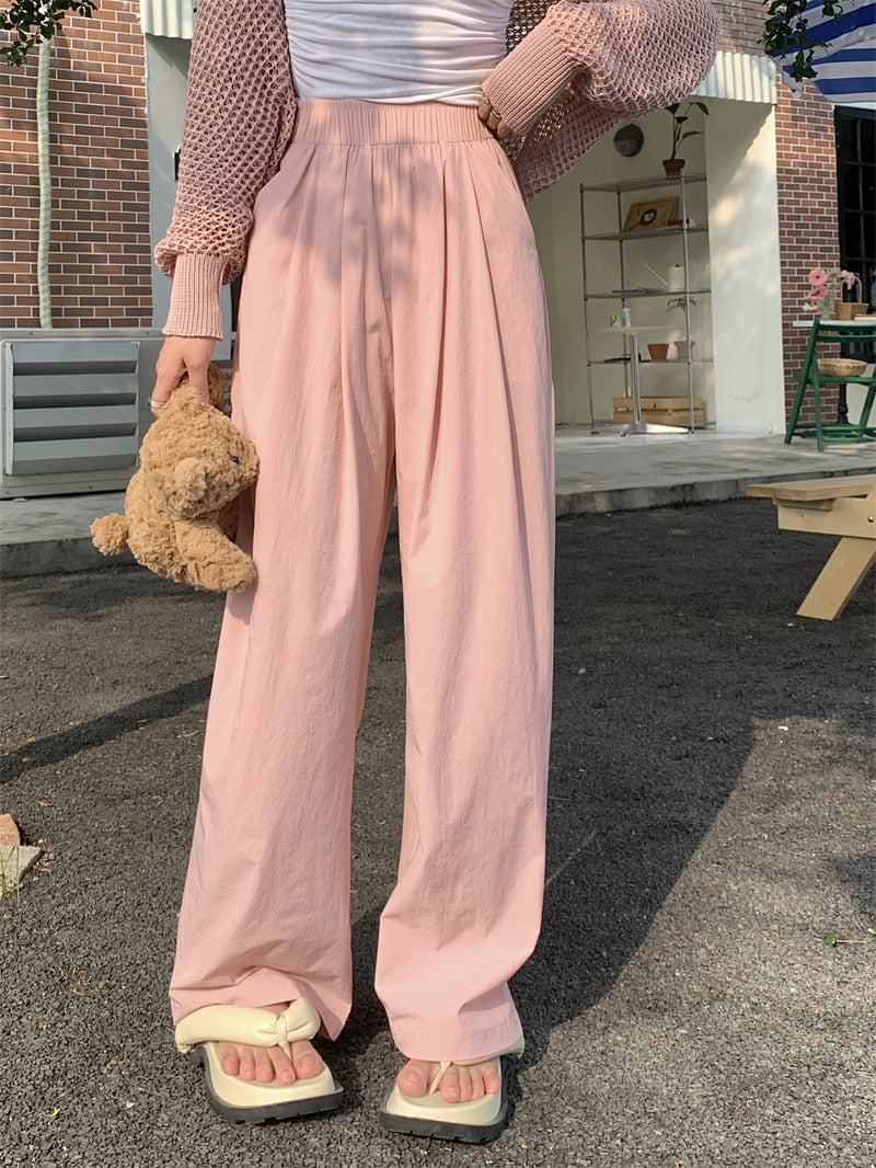 Loose Suit Pants For Women High Waist Straight Wide Leg Pants